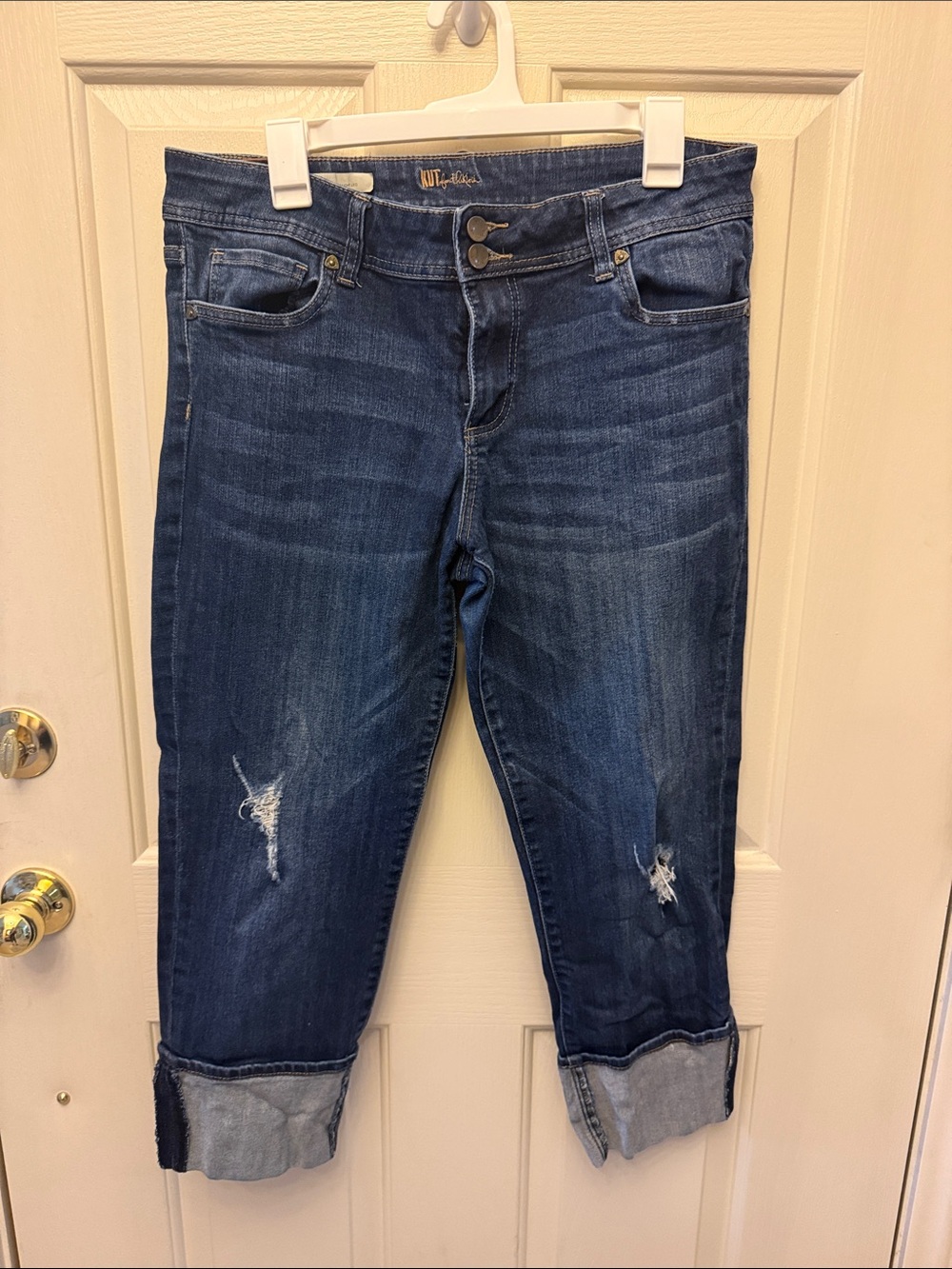 KUT Dark Blue Women's Distressed Cuffed Jeans